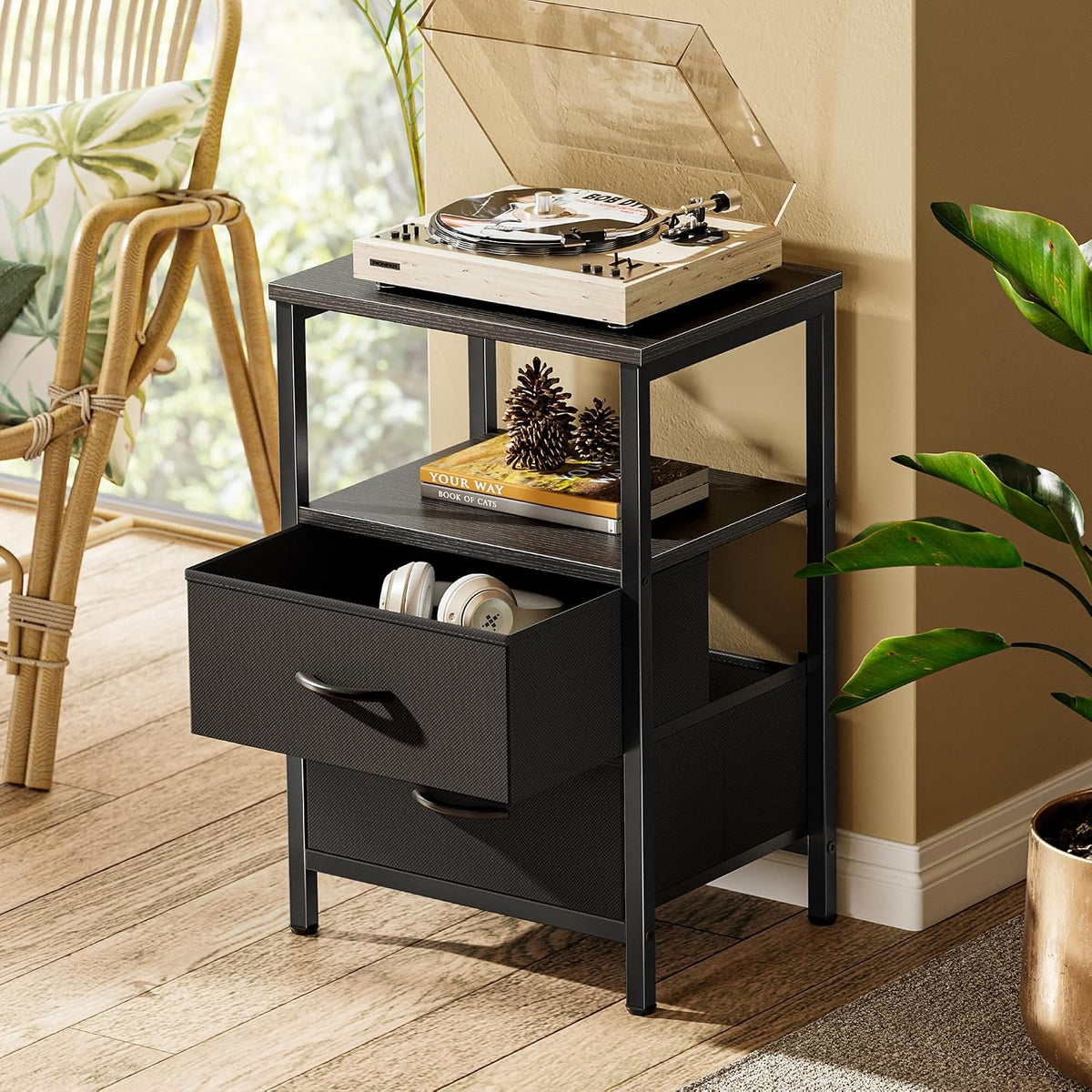 Huuger Night Stand Set of 2, Nightstand with 2 Drawers, Bedside Table