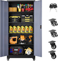 sisesol 75" tall metal storage cabinet with wheels,rolling, main product view