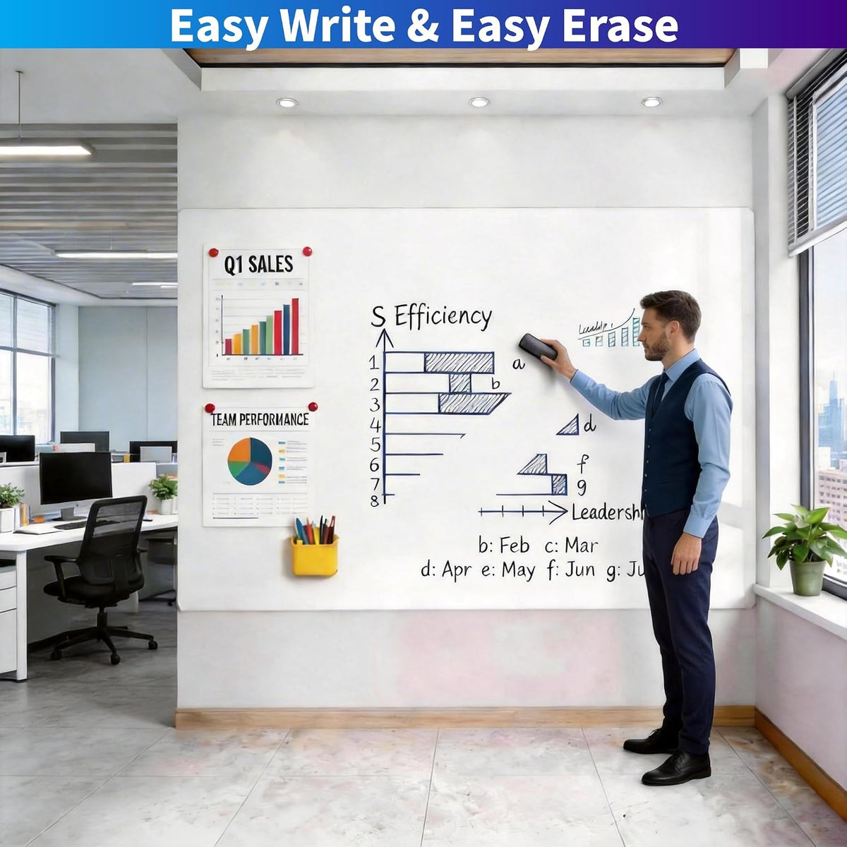 Medium Whiteboard 42"x24" – Peel & Stick, Kitchen Home Office