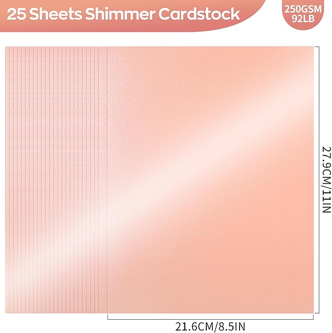 25 Sheets Pink Shimmer Cardstock 8.5 x 11InchInch Glitter Card Stock 92lb - Image 2