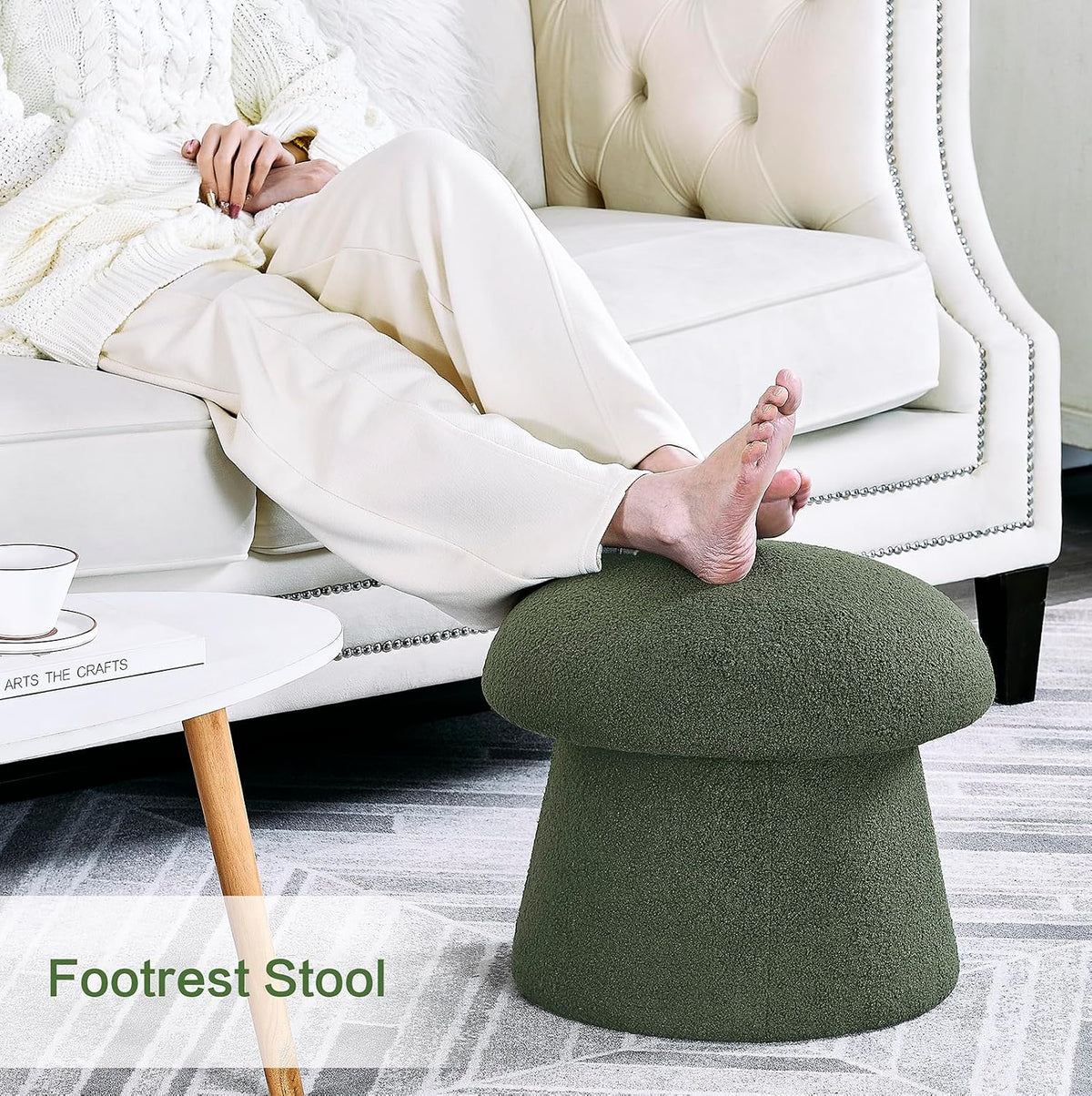 Crestview Collection 15" Mushroom Ottoman with Storage,Dark Green