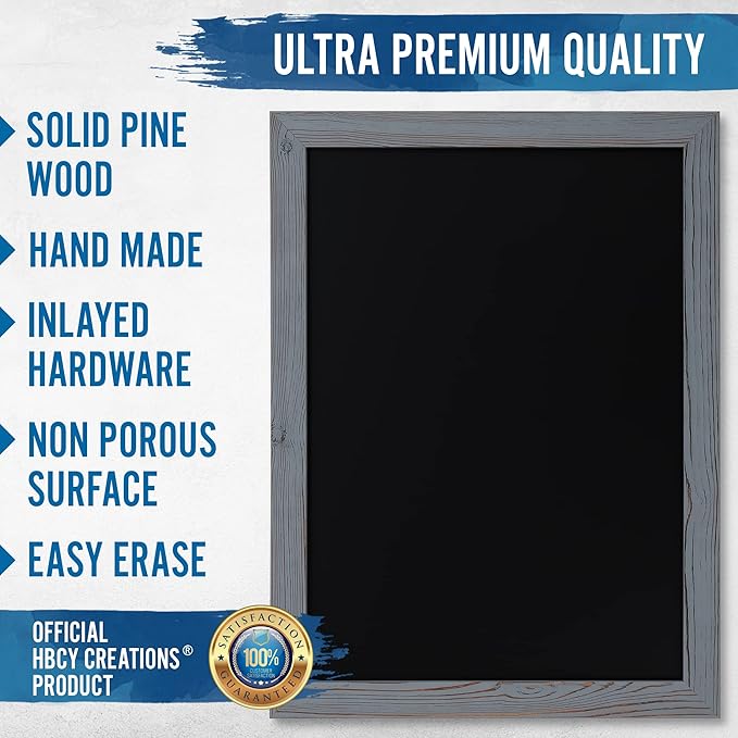 Rustic Grey Magnetic Wall Chalkboard, Large Size 18" x 24", Framed Chalkboard - Image 4