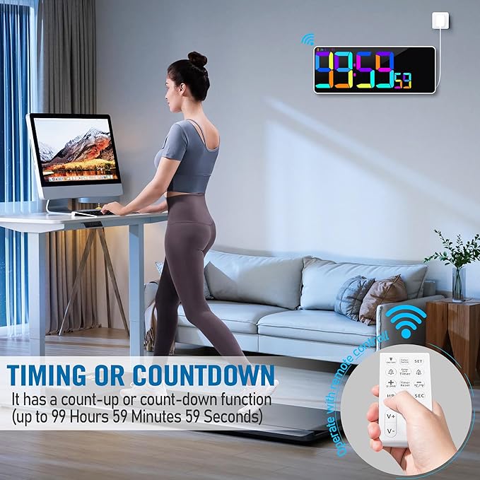 KMMKGG Large 13.7" LED Digital Timer（5''Nunmber）, 11 Color Changing, Count - Image 3