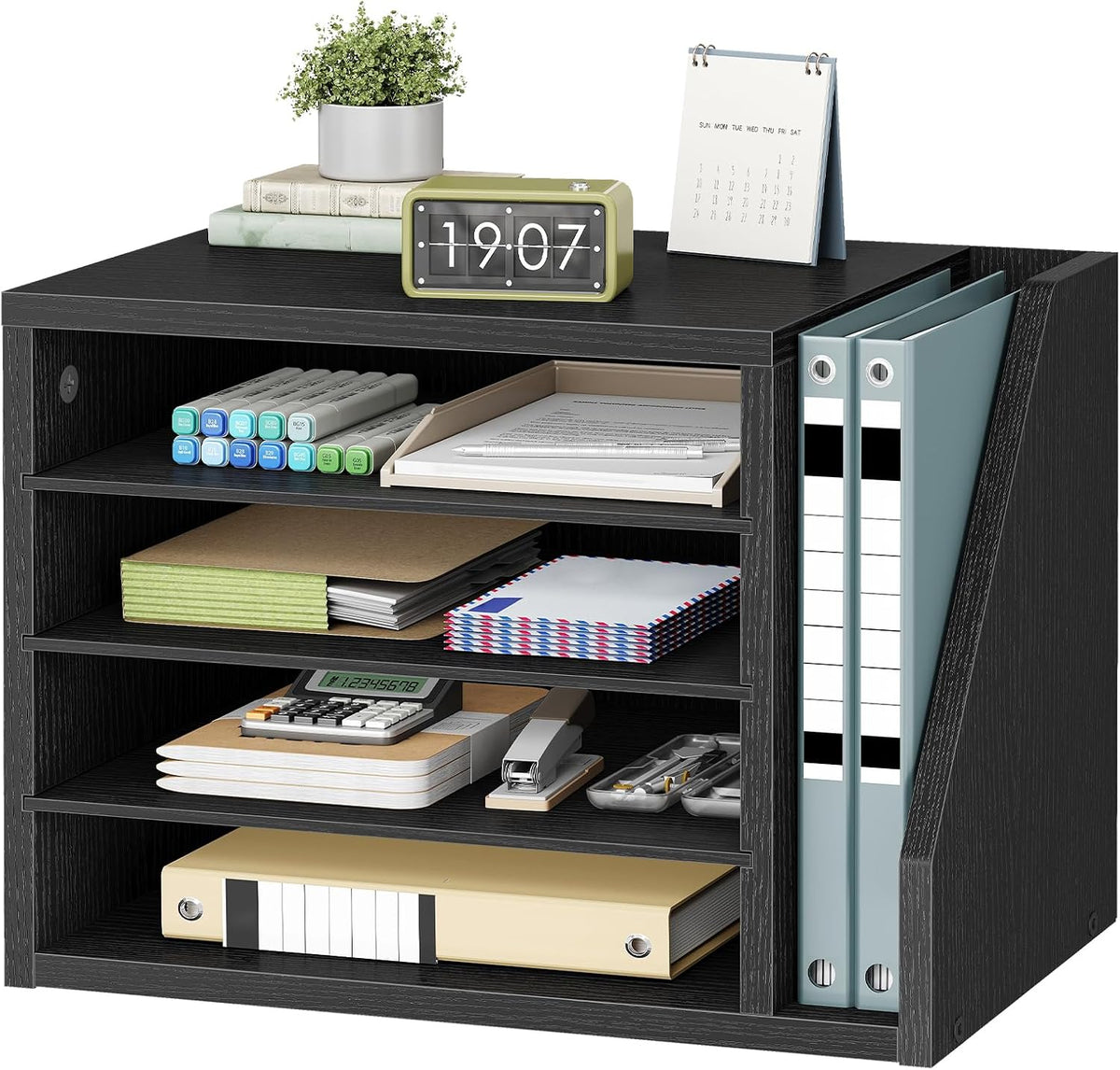 HOOBRO Mail Sorter, Literature Organizer with Adjustable Shelves, Paper Organ...