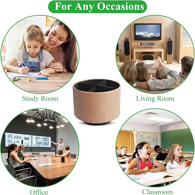 Hennaja Round Leather Art Supply Organizer, Remote Control Holder, 360 Degree - Image 8