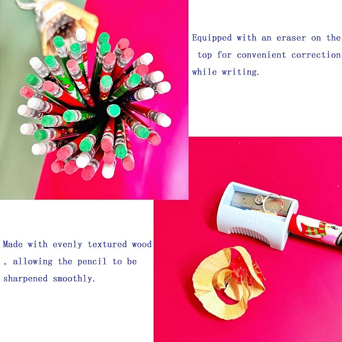 Jsehchya 72PCS Wooden cased Christmas Pencils - Image 3