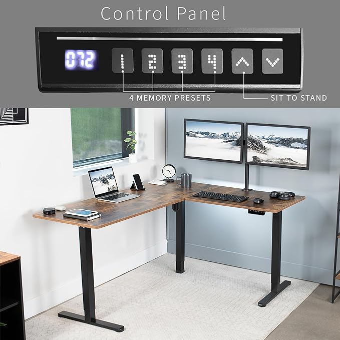 VIVO Electric Corner 63 x 55 inch L-Shaped Standing Desk, Memory Height - Image 5