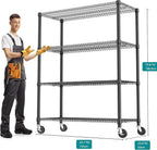 M MZG 4 Tiers Shelf 2640 lbs Steel Storage Shelving Utility Shelving Unit Steel - Image 3