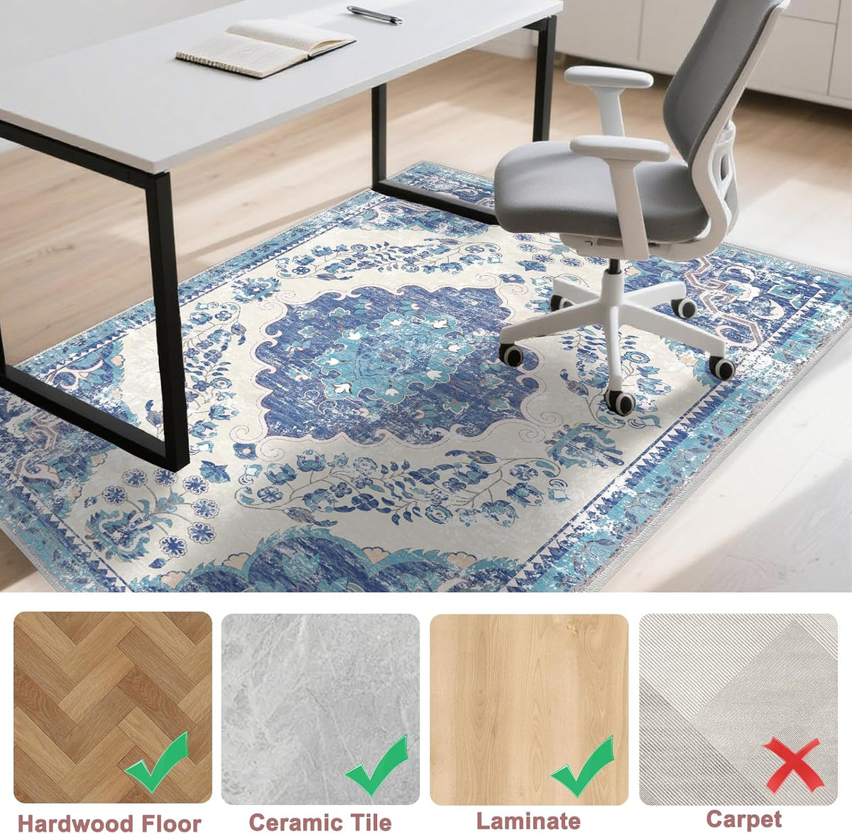 Chair Mat for Hardwood Floor, Office Floor Mat Rolling Under Desk Mat, Comput...