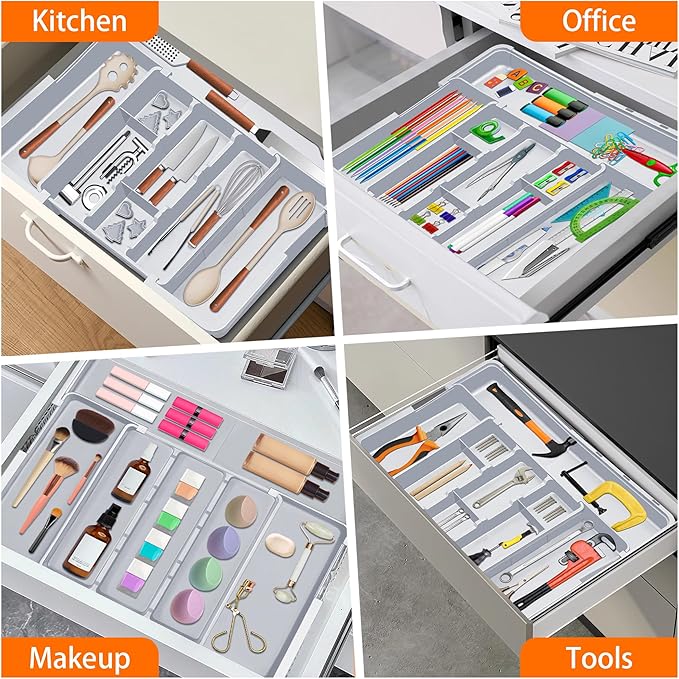 Spaclear Large Utensil Drawer Organizer Expandable Silverware Organizer - Image 9