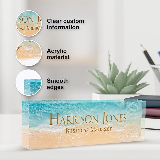 Personalized Name Plate for Desk, Custom Desk Name Plate, Acrylic Name Plate - Image 3