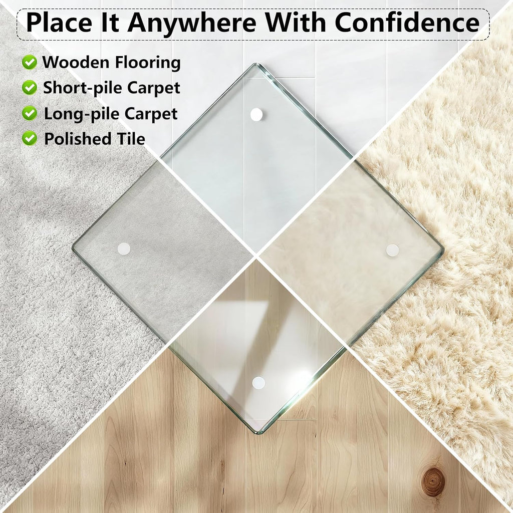 30" x 48" Tempered Glass Chair Mat for Carpet & Hard Floors | 0.19" Thick Tempered Glass, 1000lbs Heavy Duty, Scratch Resistant, Non-Slip, Quiet Rolling, For Carpet&Hard Floors