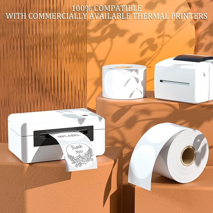 MFLABEL 2" 750 Labels White Circle Direct Thermal Stickers Labels Roll - Image 4