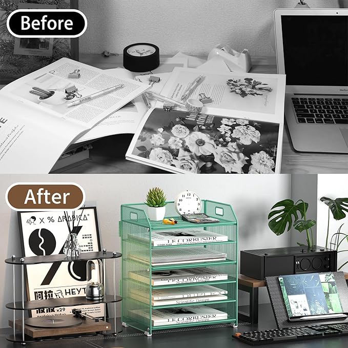 6 Tier Desk Organizer, Heavy-Duty Thick Metal Letter Tray Organizer, Large - Image 6