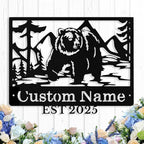 Custom Bear Metal Sign, Custom Bear Metal Wall Art Decor, Personalized Last by logo