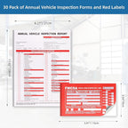 30-Pack Annual Vehicle Inspection Report Form, 3-Ply Carbonless Form and - Image 2