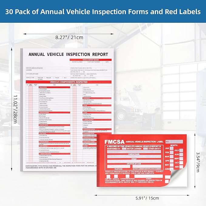 30-Pack Annual Vehicle Inspection Report Form, 3-Ply Carbonless Form and - Image 2