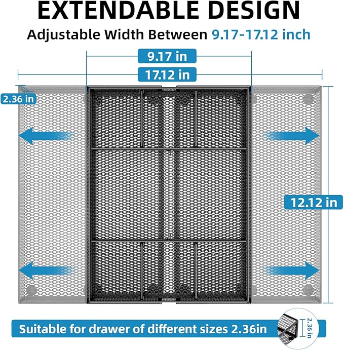 Marbrasse Expandable Desk Drawer Organizer, Mesh Drawer Organizer Tray - Image 2