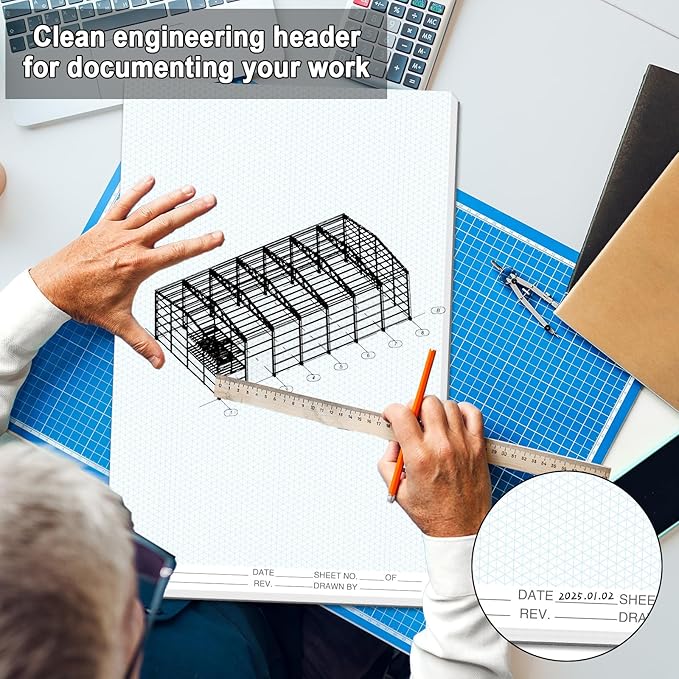 2 Pack 100 Sheets 11" x 17" Isometric Graph Paper Pad Landscape - Image 4