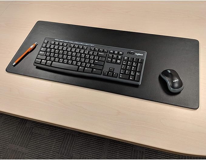 Black Leather 30" x 12.5" Keyboard/Mouse Desk Mat - Image 9