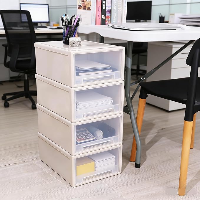 Buyitt 4-Pack 19 Quart Stacking Drawer, Stackable Modular Plastic Drawers - Image 6