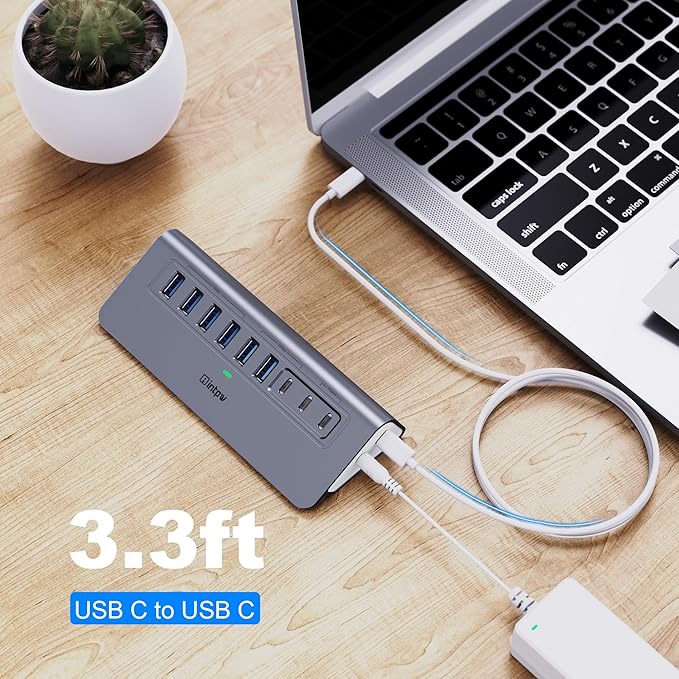 YH6AC Powered USB Hub 10Gbps, intpw 9-Port USB Splitter - Image 8