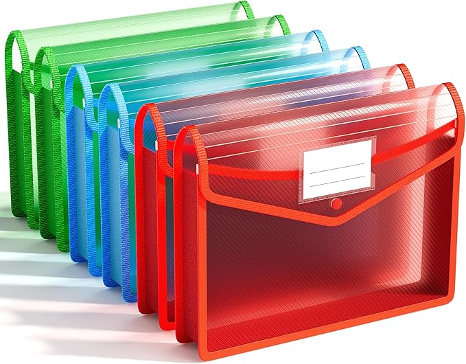 ABC life 6-Pack Plastic Expanding File Folder, Translucent Envelopes by ABClife