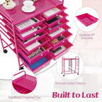 LDAILY 12 Drawer Rolling Storage Cart, Craft Cart Organizer on Wheels w/Metal - Image 5