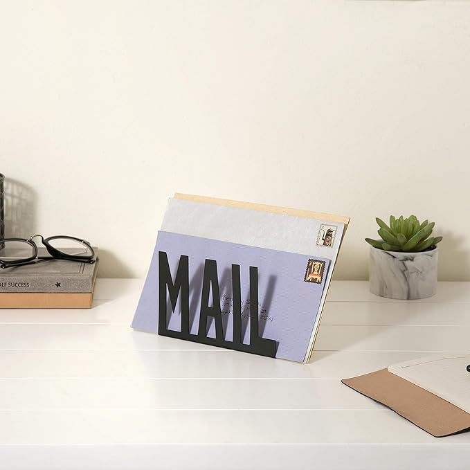 MyGift Mail Holder Organizer Countertop Modern Metal Black - Image 7