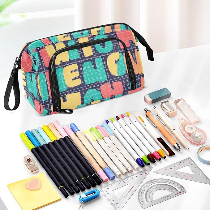 Bolaz Big Capacity Pencil Pen Case Pouch Bag School College Office Organizer - Image 5