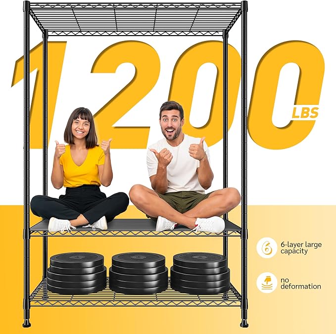 REIBII 75''H Storage Shelves Metal Shelving Unit, 6 Tier Wire Shelving - Image 5