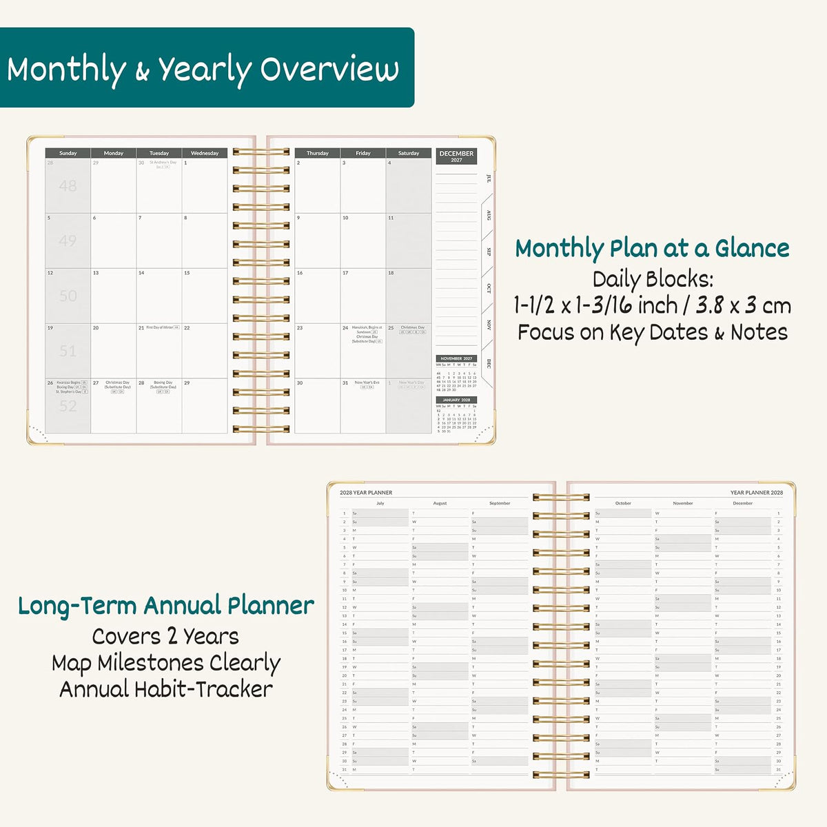 BEZEND 2027 Daily Planner - Page Per Day (A5-6"x8.5") Full Weekend ...