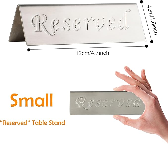 Reserved Sign - Brushed Stainless Steel Free Standing Table Top Compliance Sign - Image 2