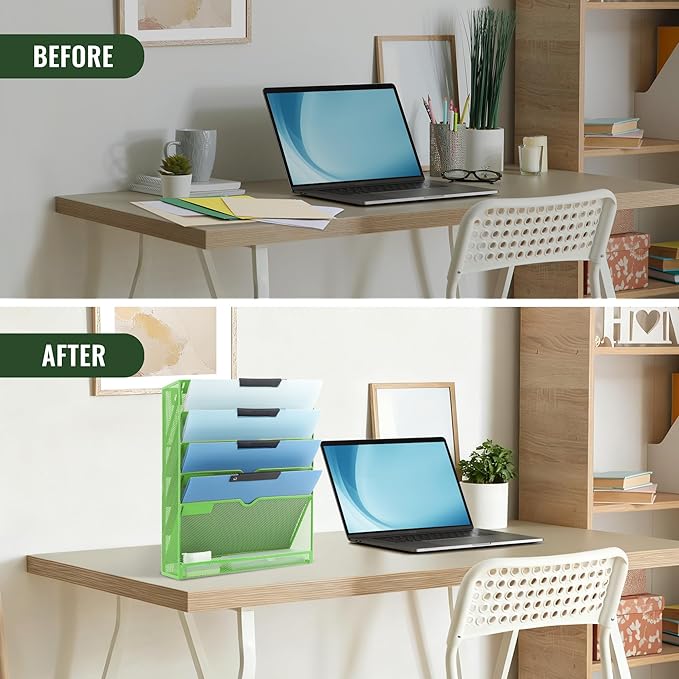 EASEPRES 6 Tier Mesh Hanging Wall File Organizer, Desk Vertical Mail Paper - Image 5