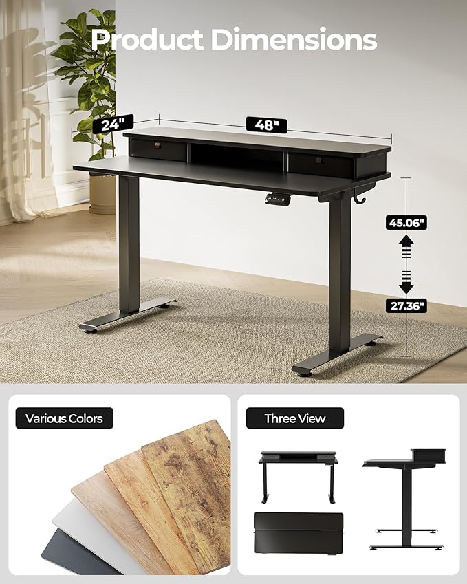 FEZIBO 48 x 24 Inch Height Adjustable Electric Standing Desk - Image 4