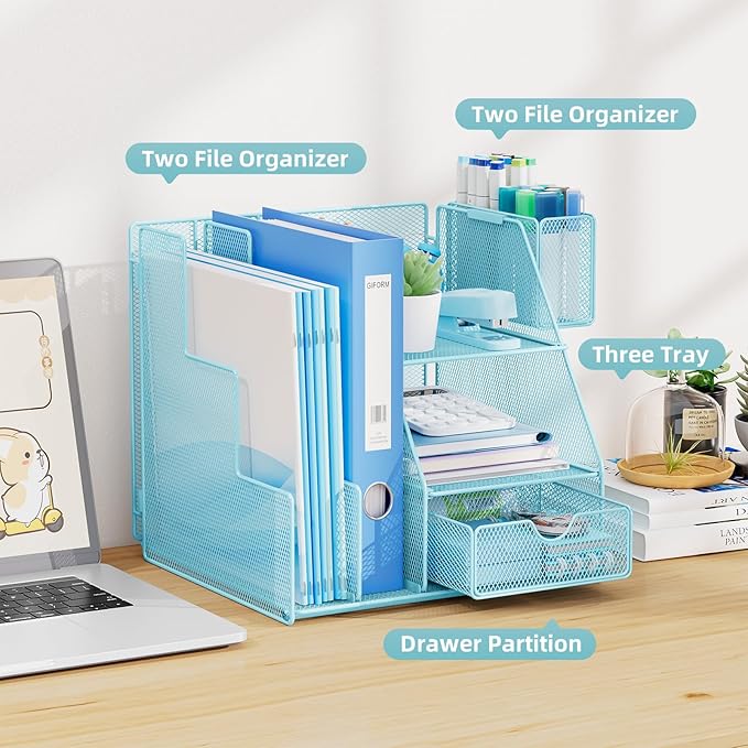 Marbrasse Desk Organizer and Accessories, 3-Tier File Organizer - Image 3