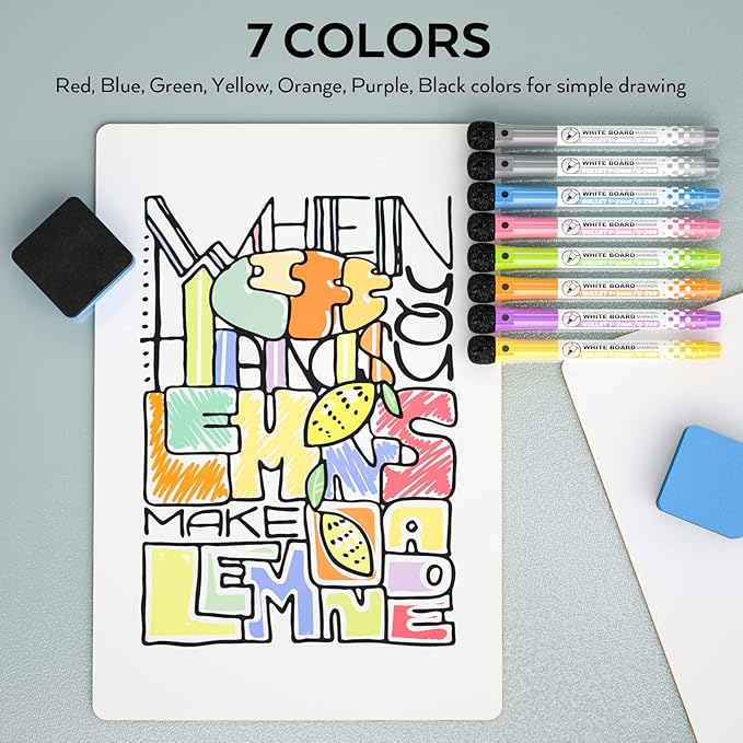 Nicpro Dry Erase Lap Board 9 x 12 inches 2 Pack Double Sided Blank Small - Image 5