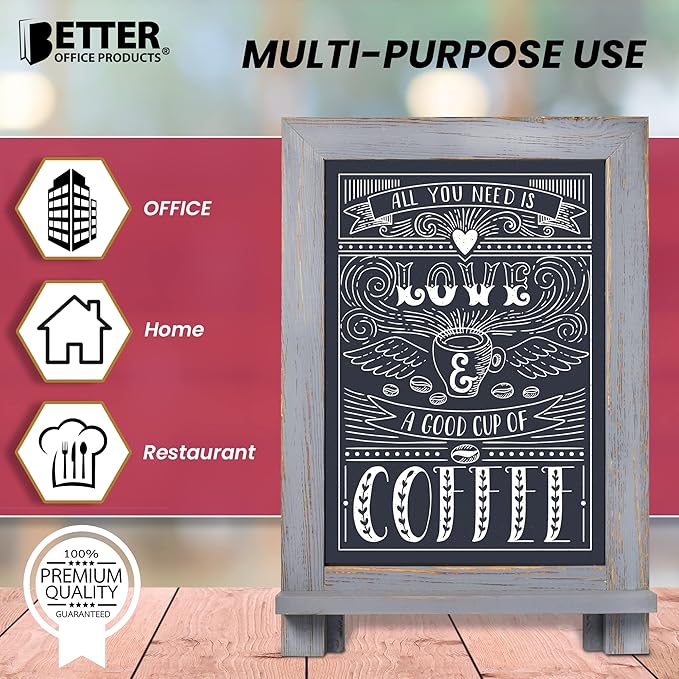Better Office Products Framed Tabletop Chalkboard Sign, 9.5" x 14", Rustic Wood - Image 6
