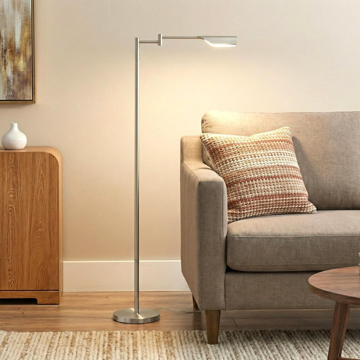 Brightech Leaf Pharmacy LED Reading Lamp, Dimmable Floor Lamp with Easy Adjus...