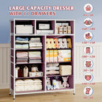 wlive 11 drawer dresser for bedroom, tall chest showing dimensions