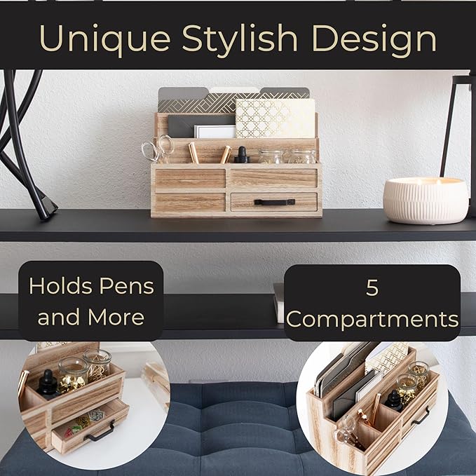 BLU MONACO | Natural Wood Mail Organizer - Image 5