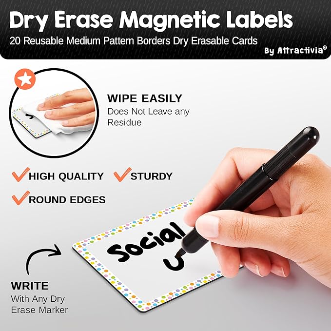 Attractivia Dry Erase Magnetic Labels 3.7 x 2.8 in, Pattern Borders, Medium Dry - Image 2