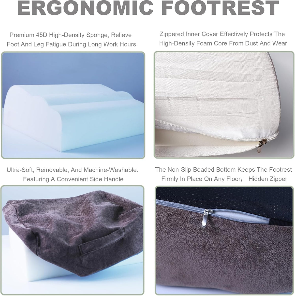 Foot Rest Under Desk for Office, Ergonomic Footrest, Adjustable 2 Height Leve...