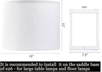 White Linen Lampshades Set of 2 Large, Drum Lamp Shade 16" Top x 16" Bottom x - Image 2