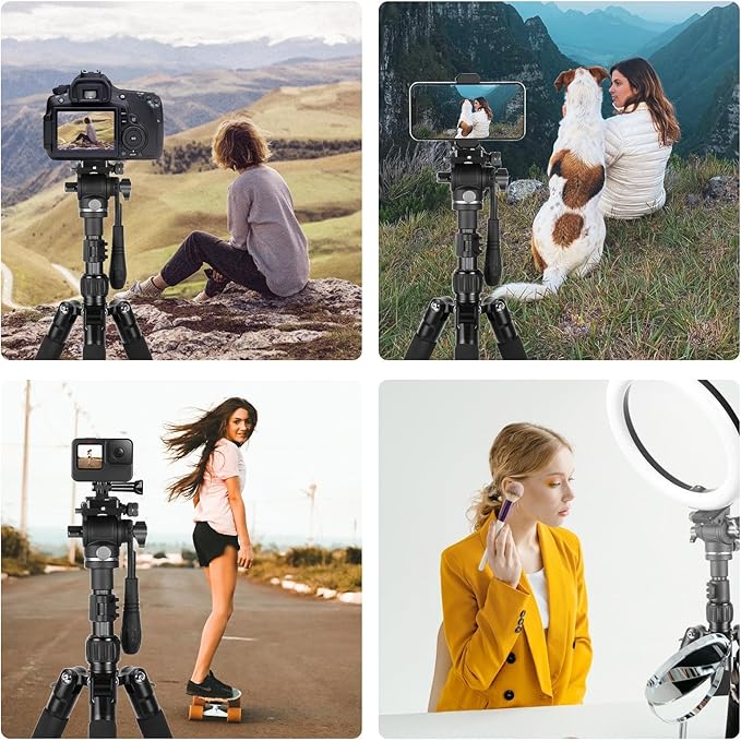 PULUZ 64"/164cm Video Tripod, Metal Camera Tripod - Image 8