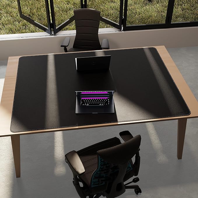 CENNBIE HUGE160 63" x 47" Black Leather Desk Mat - Image 5