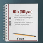 U.S. Art Supply 8"x10" Sketch Book Pad, 2 Pack, 60lb Spiral Bound - Image 3