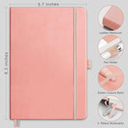 RETTACY Bullet Dotted Journal Notebook, 256 Pages, A5 Medium Size, Leather - Image 2