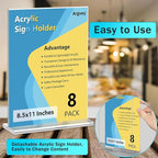 Argvey 8 Pack Acrylic Sign Holder 8.5 x 11 Vertical - Image 3