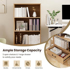 LOKO 4-Tier Bookcase with Storage Drawer, Modern Organizer Display Storage - Image 8